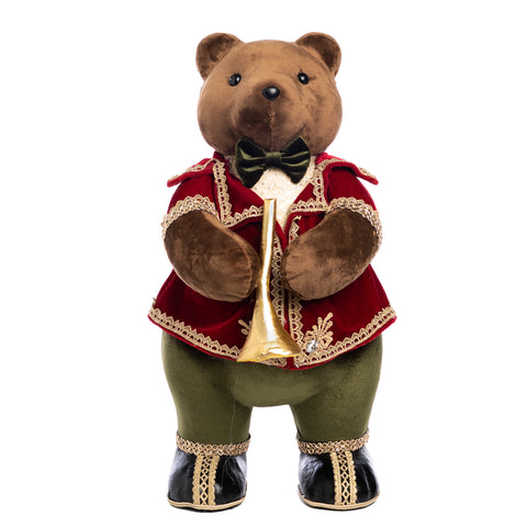 Orso Decorativo con Tromba 48 cm – Burgundy e Oro | Heart by Goodwill