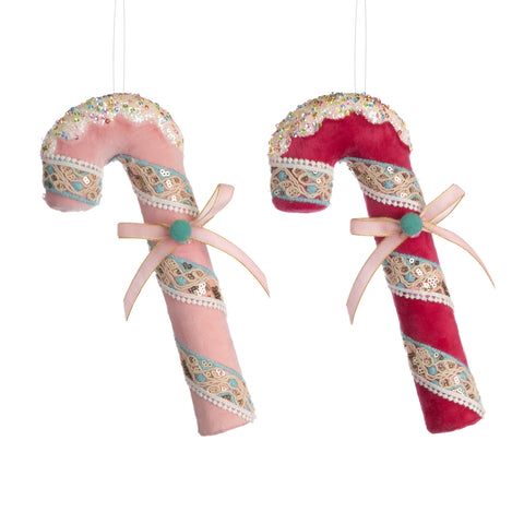 Decorazione Candy Cane Tessuto Glitter Rosa 12 cm – Goodwill Christmas Collection