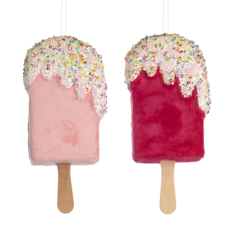 Decorazione Gelato Popsicle Tessuto Glitter Rosa 18 cm – Goodwill Christmas Collection