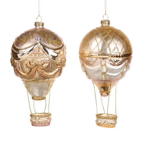 Mongolfiera Natalizia in Vetro 16 cm – Oro o Crema | Goodwill