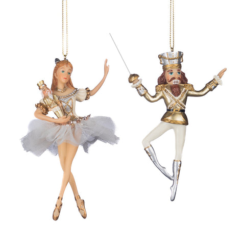 Decorazione Natalizia Ballerina o Schiaccianoci 14 cm – Oro e Bianco | Goodwill