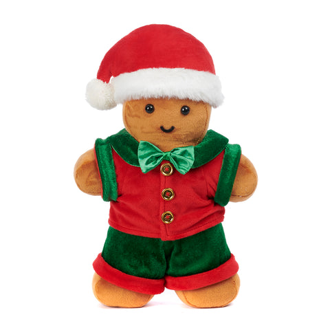 Gingerbread Man in Tessuto con Outfit Rosso e Verde – H 32 cm – Goodwill