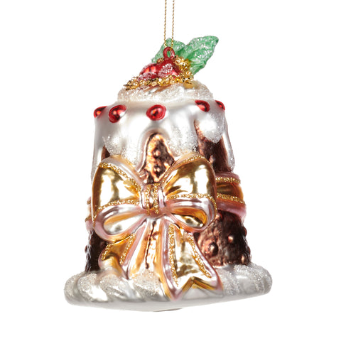 Addobbo Natalizio Christmas Pudding con Fiocco 11 cm – Goodwill, ornamento in vetro dipinto a mano