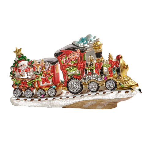 Trenino Natalizio in Vetro 24 cm – Rosso, Nero e Oro | Goodwill