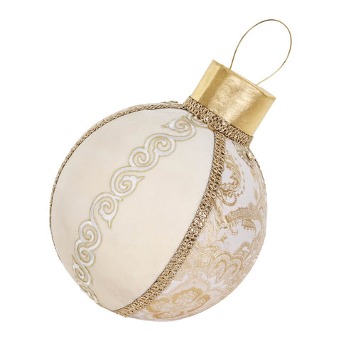Palla di Natale Gigante Espositiva in Broccato Crema e Oro – Goodwill