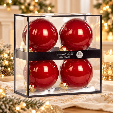 Set 4 Palline di Natale in Vetro Rosso Lucido Christmas Collection – Goodwill, Ø 10cm