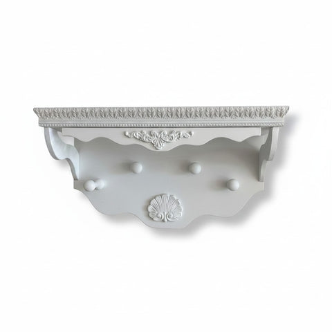 Appendiabiti da Parete Shabby Chic con Mensola Decorata 70x40