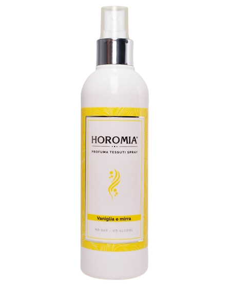 DEODORANTE PER TESSUTI SPRAY FRAGRANZA VANIGLIA E MIRRA HOROMIA
