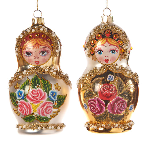 Addobbo Natalizio Matrioska in Vetro 12 cm – Goodwill, ornamento dipinto a mano (assortiti)