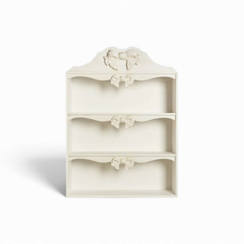 Piattaia da Cucina in Legno con Fiocchi 62,5×15×84 cm – Stile Shabby Chic