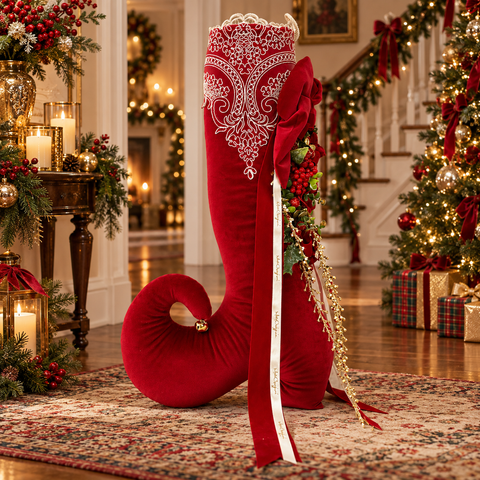 Calza di Natale dell'Elfo Imbottita – La Boutique dell'Elfo by Mata Creazioni, 35x14x55 cm