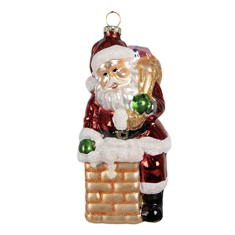 Addobbo Natalizio Babbo Natale sul Comignolo, 6x12cm