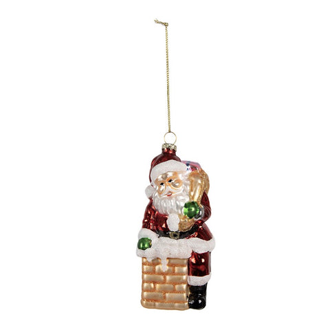 Addobbo Natalizio Babbo Natale sul Comignolo, 6x12cm
