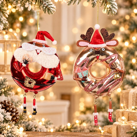 Addobbo Natalizio Donut in Vetro Babbo Natale o Renna – Goodwill, 16,5cm
