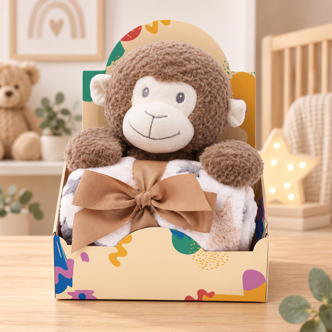Copertina in Pile per Bambini - 75x90 cm con Peluche Animaletti