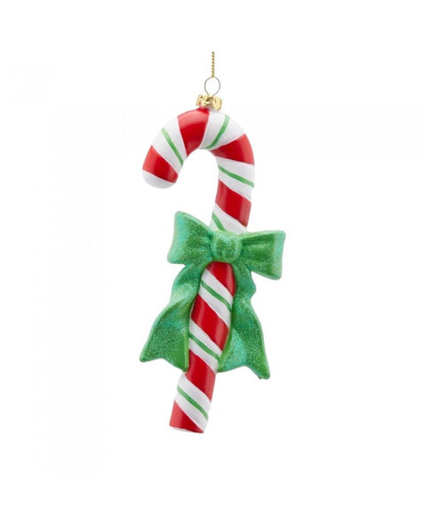 Decorazione Natalizia Candy Cane con Fiocco Verde – Poliresina – H 18 cm – EDG