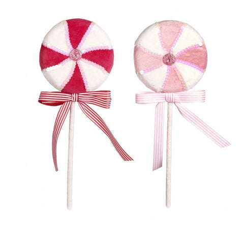 Decoración de tela con espirales de piruleta rosa y blanca de 35 cm de la colección navideña Goodwill