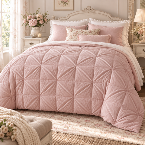 Trapunta Matrimoniale Rosa 370 GSM Lavorazione a Diamante – Blanc Mariclò, 260x260 cm