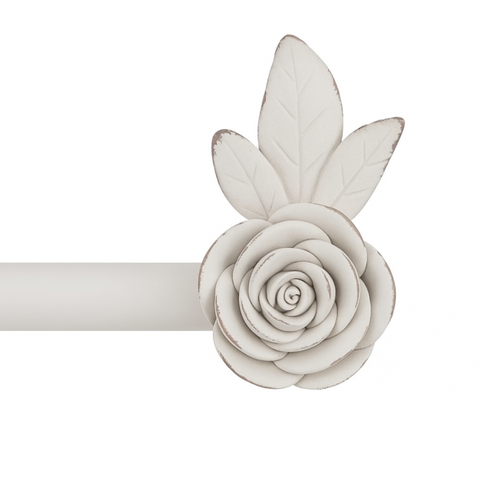 Bastone per Tenda Estensibile Rosa con Foglie Shabby Chic – 155/310 cm