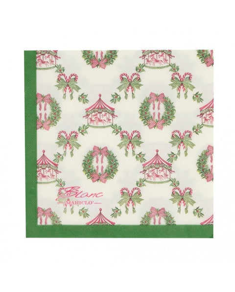 Servilletas de papel navideñas con osito de peluche verde