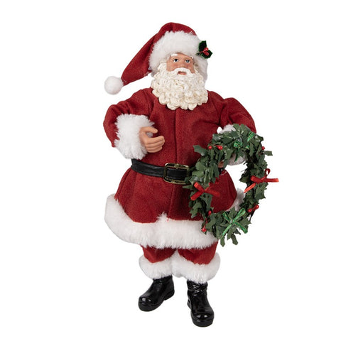 Statuetta Babbo Natale con Ghirlanda – 28 cm