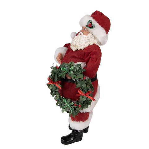 Statuetta Babbo Natale con Ghirlanda – 28 cm