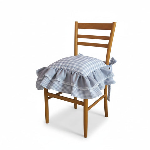 Cuscino Coprisedia Shabby Chic con Doppia Balza e rifiniture in pizzo - Dimensioni Standard 40x40 cm