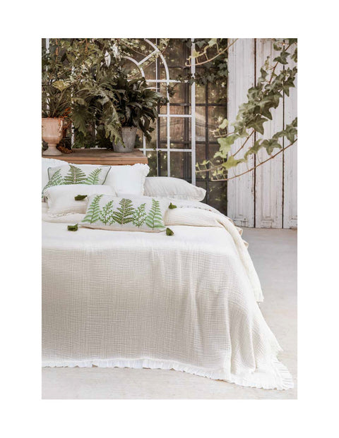 Copriletto singolo con gale Rochelle – Colore panna – by Blanc Mariclò