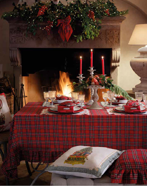 Tartan tablecloth with ruffles