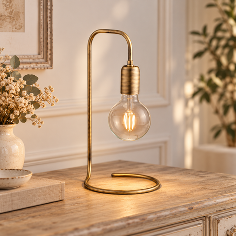 Lampada da Tavolo Moderna in Ferro Bronzato Spazzolato – Bonetti Illumina Polish, 1 Luce, Ø17 cm ambientata