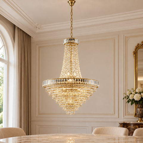 Lampadario Classico in Ferro e Ottone Dorato con Strass – Bonetti Illumina Vladimir, 8 e 11 Luci ambientata