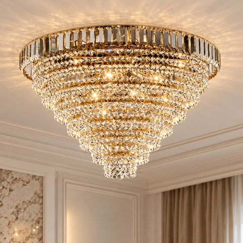 Plafoniera Classica in Ferro e Ottone Dorato con Strass – Bonetti Illumina Vladimir, 6 e 8 Luci ambientata