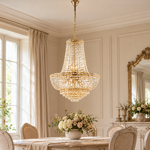 Lampadario Classico in Ferro e Ottone Dorato con Strass – Bonetti Illumina Wagner, 8 e 11 Luci ambientata