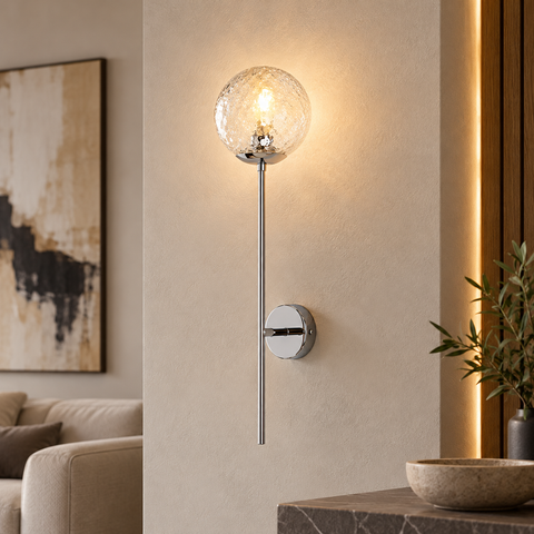 Applique Moderna in Ferro Cromato o Bronzato con Sfere in Vetro – Bonetti Illumina Demetra, 1 e 2 Luci ambientata