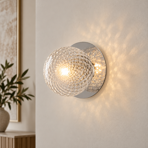 Applique Moderna in Ferro Cromato o Bronzato con Sfere in Vetro – Bonetti Illumina Armonia, 1 Luce ambientata