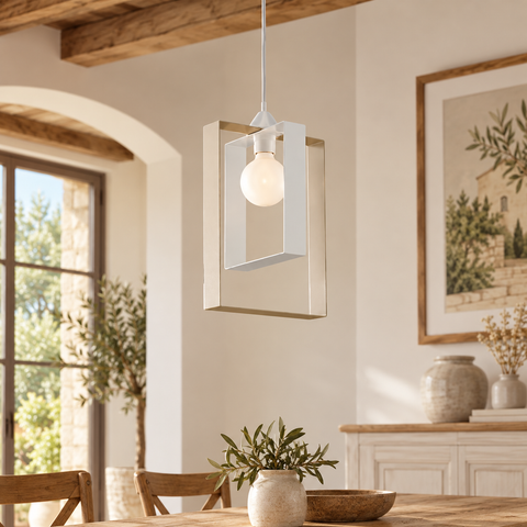 Lampada a Sospensione Country Chic in Ferro Bicolore – Be Light Duplo, 1 Luce, Ø25 cm ambientata