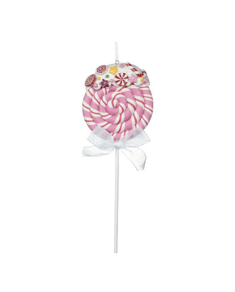 Decorazione Lollipop Spiral Swirl in Argilla Rosa/Bianco 20,5 cm – Goodwill Christmas Collection