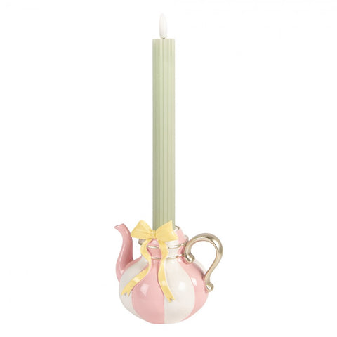 Candelabro decorativo a forma di teiera – 13x10x11 cm (rosa, plastica) by Clayre & Eef