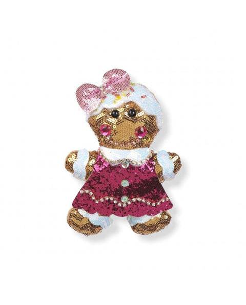 Decorazione Gingerbread Boy/Girl Sequin Rosa 16 cm – Goodwill Christmas Collection