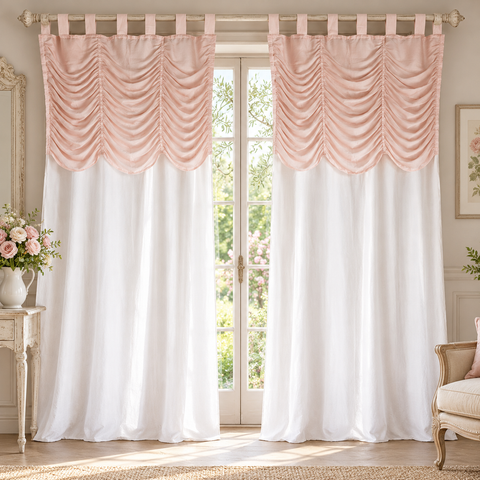 Coppia Tende Marie Claire in Cotone con Passanti e Mantovana in Chiffon – L'Atelier 17, 140x290cm
