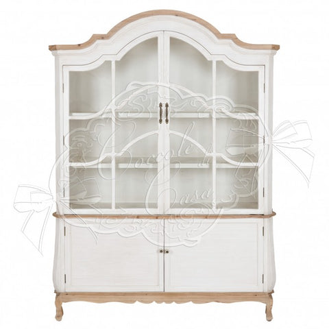 Credenza con Vetrina a Due Ante "Dea" in Legno di Abete - 155x50x210cm