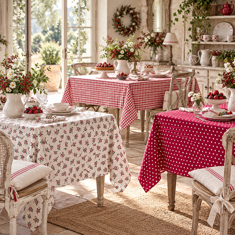Tovaglia Rettangolare con Motivi Natalizi – Berries Collection by Blanc MariClò, 140x180cm o 160x270cm