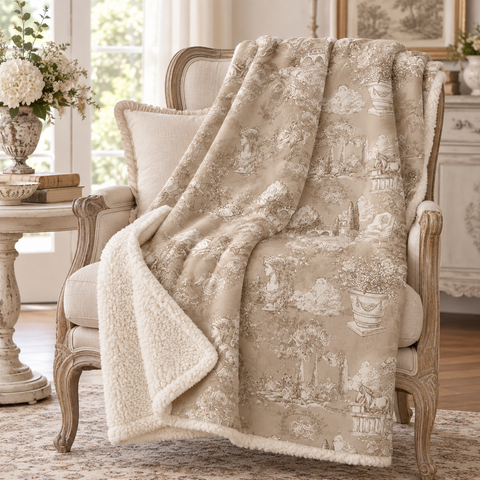Plaid Invernale Sherpa Beige 440 GSM – Toile Du Borgo by Blanc Mariclò, 140x170cm