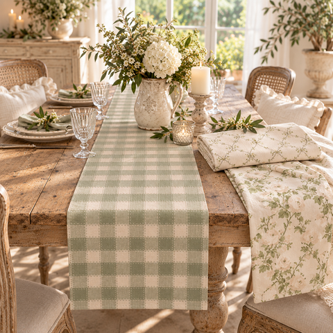 Runner Rettangolare Assortito in Cotone – Collezione Rami d'Amore by Blanc Mariclò, 45x140cm