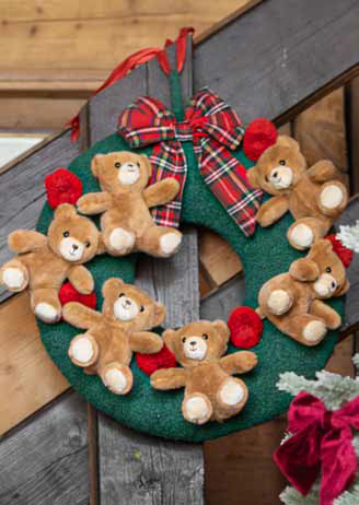 Ghirlanda Natalizia Bears Abbracciami con Orsetti Peluche Bosco o Lampone
