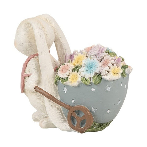 Decorazione Coniglio con Carrettino di Fiori – 11x6x10 cm