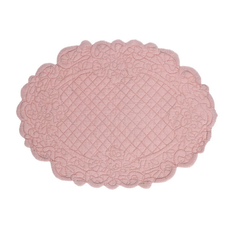 Tovaglietta Americana Ovale Trapuntata Carmen Rosa – Blanc Mariclò, 35x50cm
