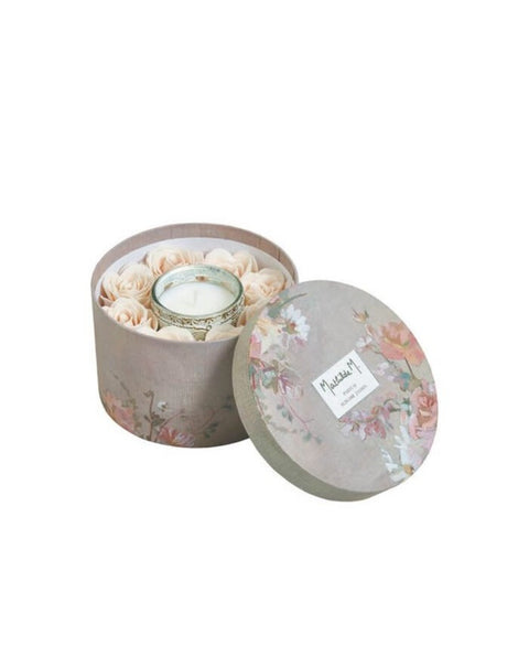 BOX CON CANDELA E SAPONE -PETALI DI ROSE- MATHILDE M.