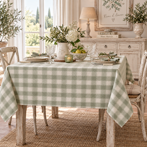 Tovaglia Rettangolare con Fantasie Differenti – Collezione Rami d'Amore by Blanc Mariclò, 140x240 cm