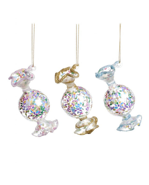 Decorazioni Caramella in Vetro con Foil Rosa/Blu/Oro 8 cm – Goodwill Christmas Collection